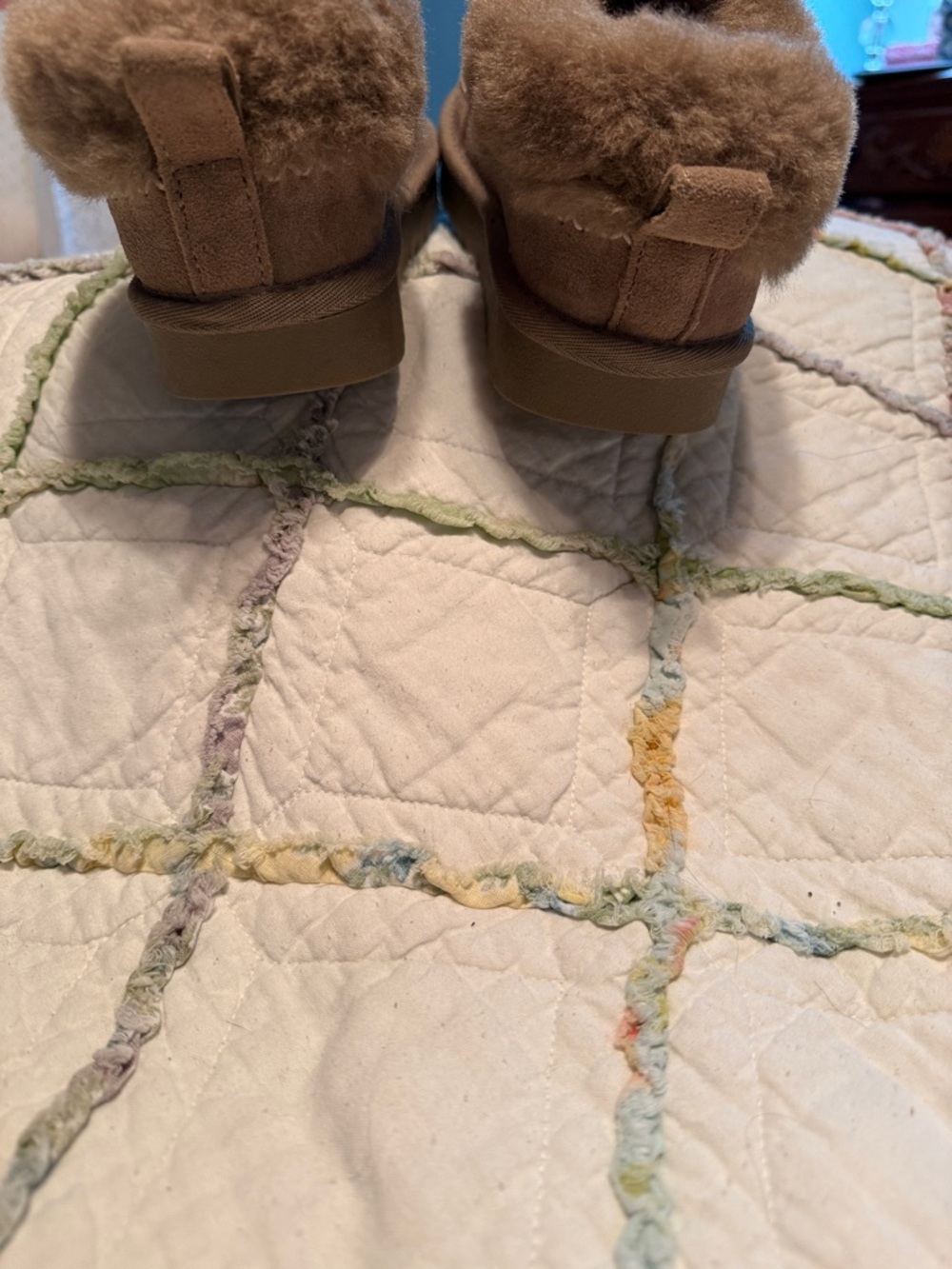 Brown Suede Shearling-Lined Slip-On Slippers - Picture 5 of 9